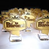 Trophée plexi + laiton gravure chimique relief