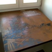 Panneau acier korten phot gravée chimiquement