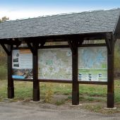 Impression pelliculée sur structure bois lasurée