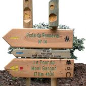 Flèches bois en pin autoclavé classe 4, décor gravure en creux et mise en couleur